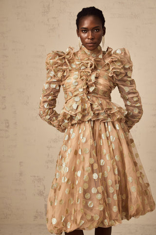 Frida Polka-Dot Tulle Blouse and Skirt Set