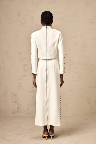 Marjolaine Faux-Pearl Top and Skirt Set — White