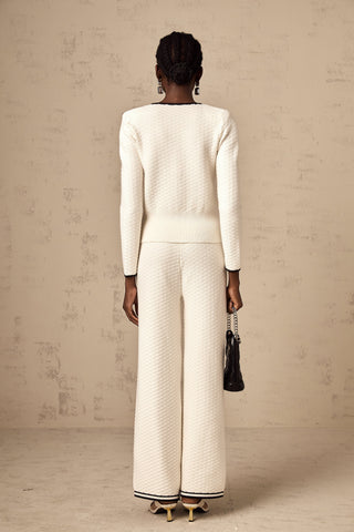 Coline Knit Cardigan and Trousers Set — White