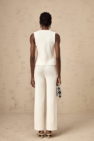 Clothilde Knit Top and Trousers Set — White