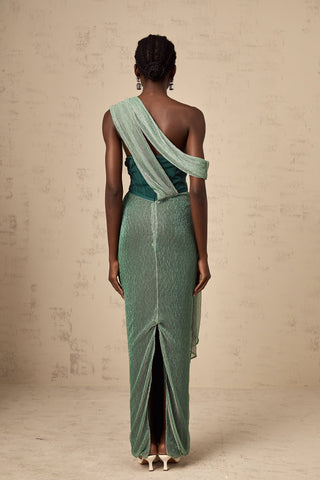 Delphine Corset Maxi Dress — Green