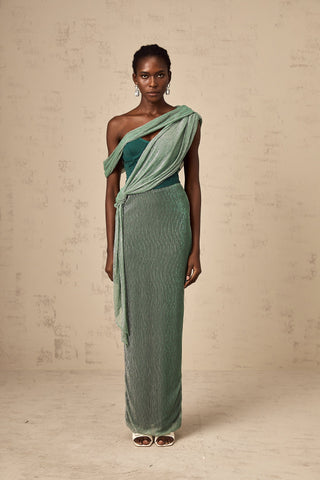 Delphine Corset Maxi Dress — Green