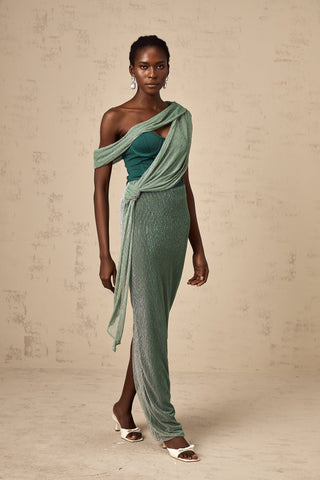 Delphine Corset Maxi Dress — Green