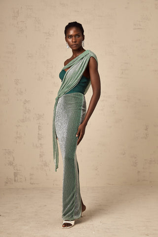 Delphine Corset Maxi Dress — Green