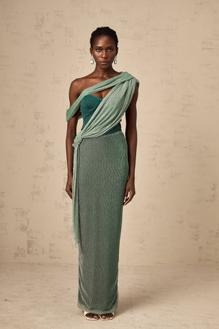 Delphine Corset Maxi Dress — Green
