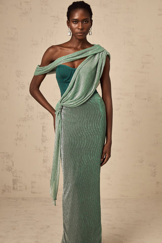 Delphine Corset Maxi Dress — Green