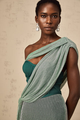 Delphine Corset Maxi Dress — Green