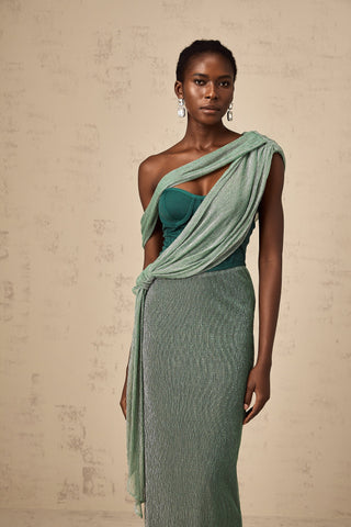 Delphine Corset Maxi Dress — Green