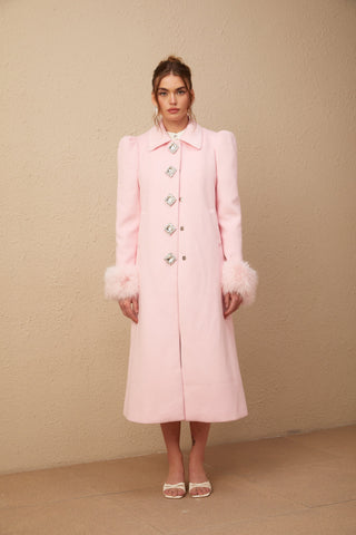 Louisette Faux-Fur Cuff Coat — Pink
