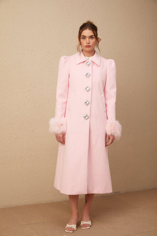 Louisette Faux-Fur Cuff Coat — Pink