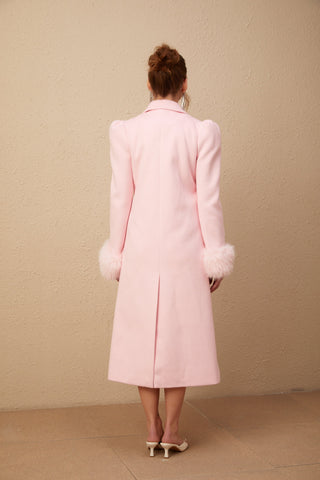 Louisette Faux-Fur Cuff Coat — Pink