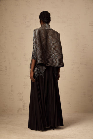 Dextard Gilded Cape Top and Skirt Set — Black