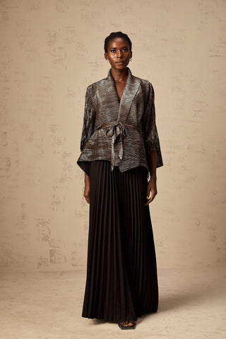 Dextard Gilded Cape Top and Skirt Set — Black