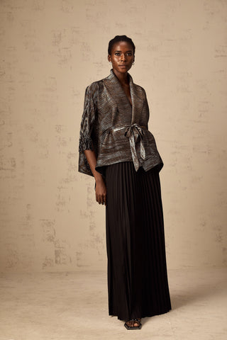 Dextard Gilded Cape Top and Skirt Set — Black
