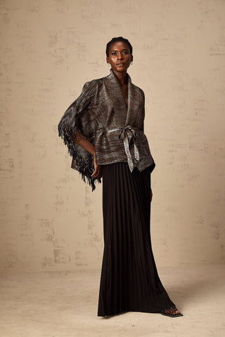 Dextard Gilded Cape Top and Skirt Set — Black