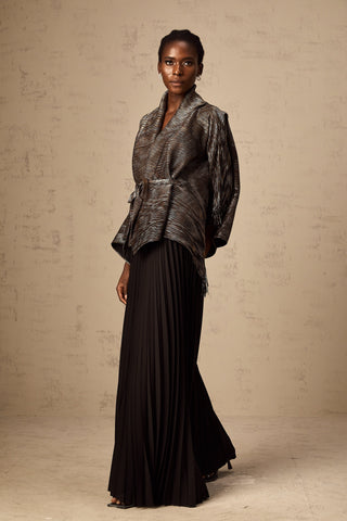 Dextard Gilded Cape Top and Skirt Set — Black