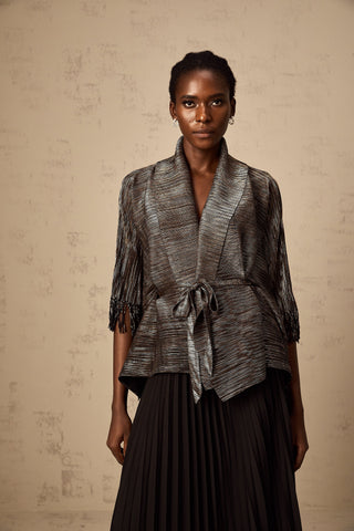 Dextard Gilded Cape Top and Skirt Set — Black