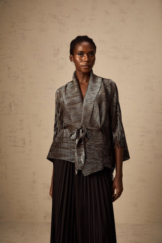 Dextard Gilded Cape Top and Skirt Set — Black