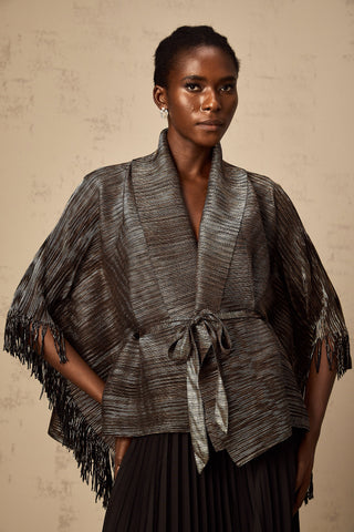 Dextard Gilded Cape Top and Skirt Set — Black