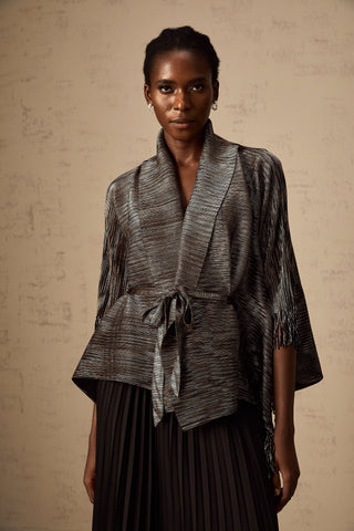 Dextard Gilded Cape Top and Skirt Set — Black