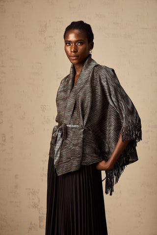Dextard Gilded Cape Top and Skirt Set — Black