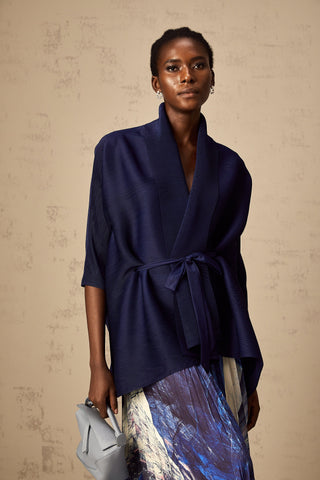 Debbie Patterned Cape and Skirt Set — Blue