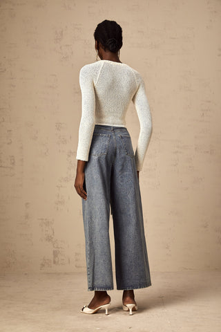 Drawstring Denim Pants — Light Blue