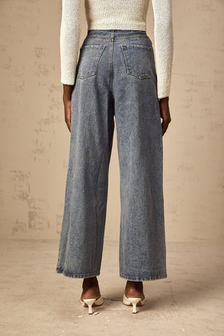 Drawstring Denim Pants — Light Blue