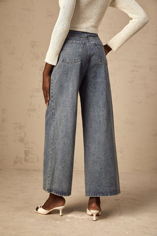 Drawstring Denim Pants — Light Blue