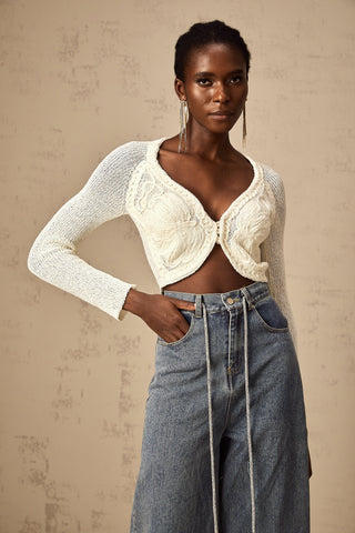 Drawstring Denim Pants — Light Blue