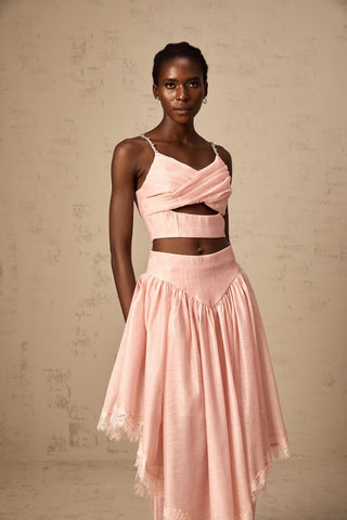 Tamara Ruffled Top and Skirt Set — Pink