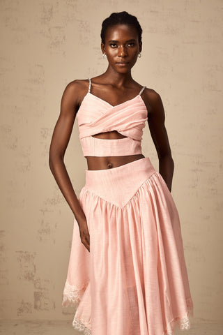 Tamara Ruffled Top and Skirt Set — Pink