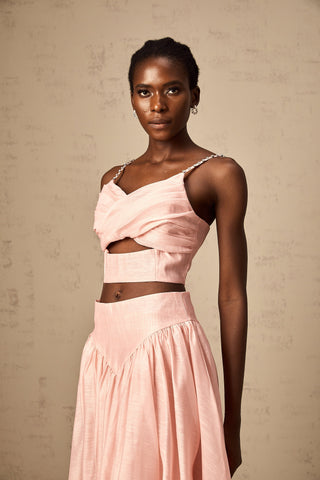 Tamara Ruffled Top and Skirt Set — Pink