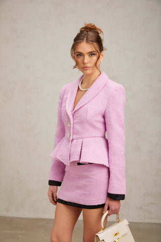 Amanda Tweed Top and Skirt Set — Pink & Black