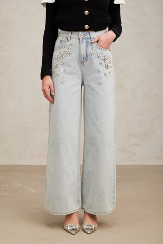 Mélanie Embellished Wide-Leg Jeans