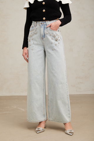 Mélanie Embellished Wide-Leg Jeans