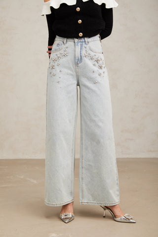 Mélanie Embellished Wide-Leg Jeans