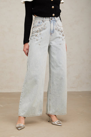 Mélanie Embellished Wide-Leg Jeans