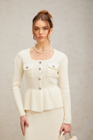 Manon Knit Top and Skirt Set — White