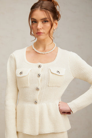 Manon Knit Top and Skirt Set — White