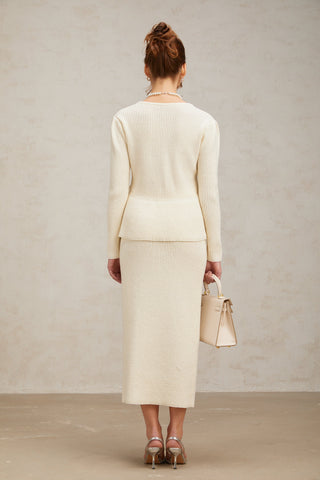Manon Knit Top and Skirt Set — White