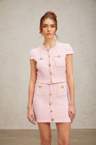 Christina Knit Top and Skirt Set — Pink