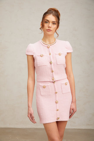 Christina Knit Top and Skirt Set — Pink