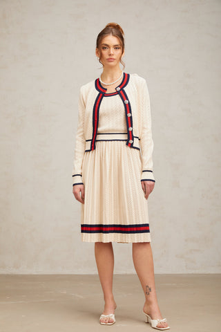 Bérénice Argyle Knit Top, Cardigan & Skirt Set