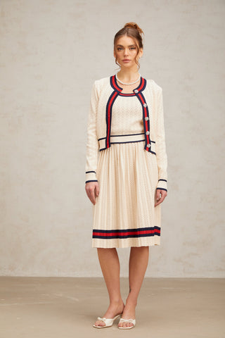 Bérénice Argyle Knit Top, Cardigan & Skirt Set