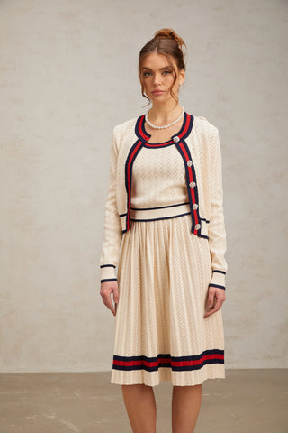 Bérénice Argyle Knit Top, Cardigan & Skirt Set