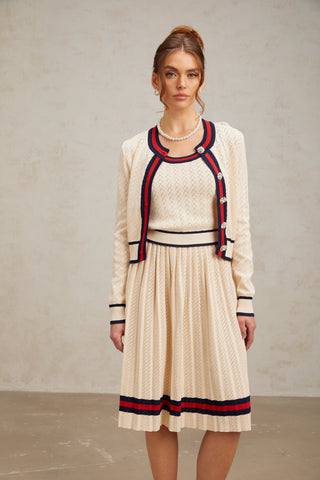 Bérénice Argyle Knit Top, Cardigan & Skirt Set