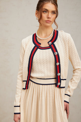 Bérénice Argyle Knit Top, Cardigan & Skirt Set