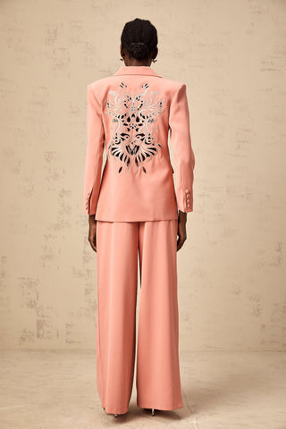 Zoé Embroidered Cut-Out Blazer and Trouser Set — Pink