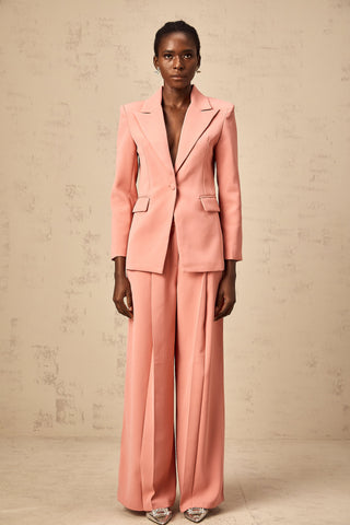 Zoé Embroidered Cut-Out Blazer and Trouser Set — Pink